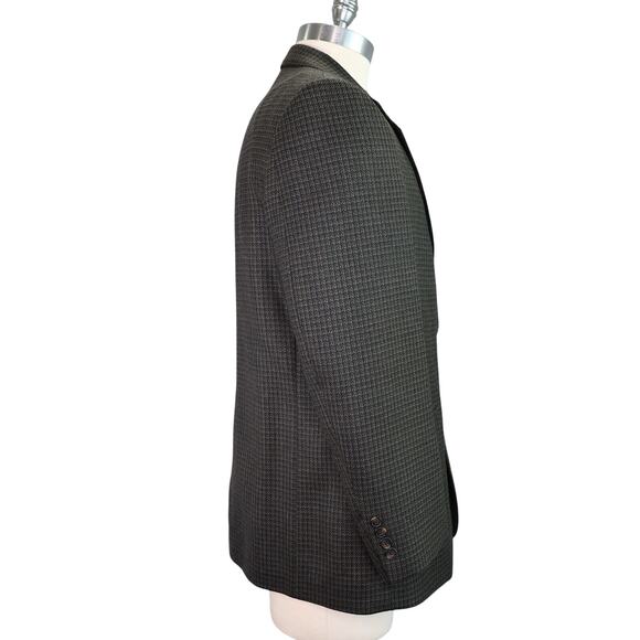 Joseph and Feiss Sport Coat Mens 42R Brown Wool Houndstooth Jacket Ventless - Picture 6 of 12